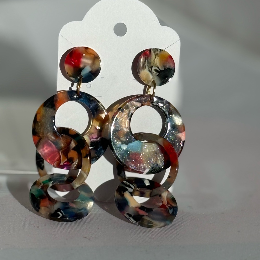 Multicolor Acrylic Dangle Earrings - image 2